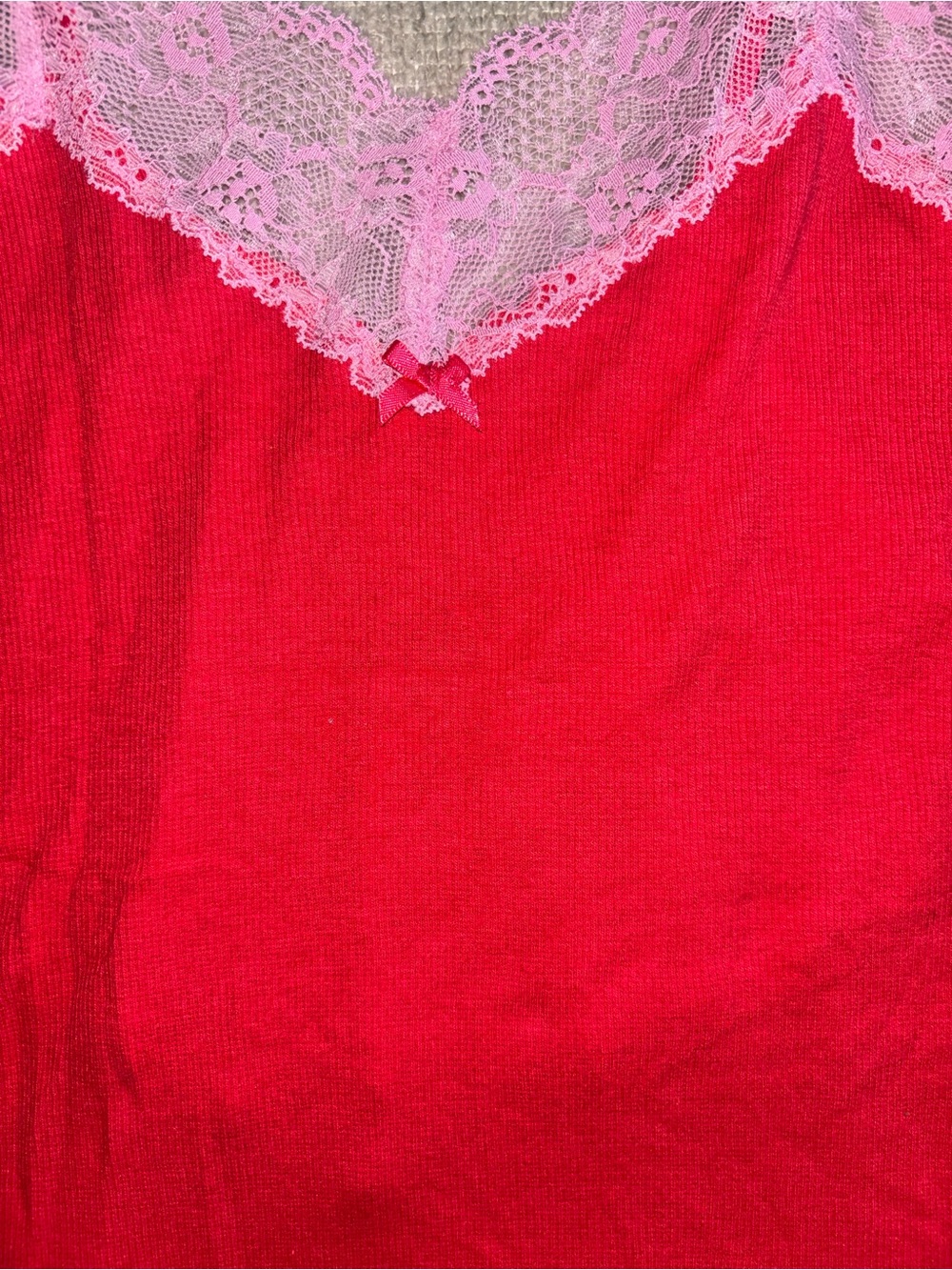 Victoria’s Secret Y2K Pink Lace Slip Dress | Red Ribbed Chemise Nightgown | - Picture 2 of 4